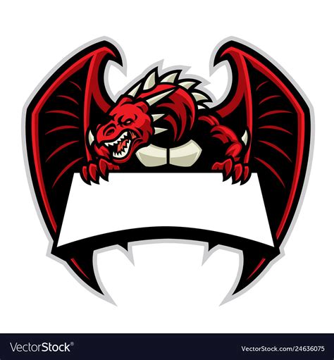 Angry Dragon Mascot With Blank Signage For Texr Vector Image