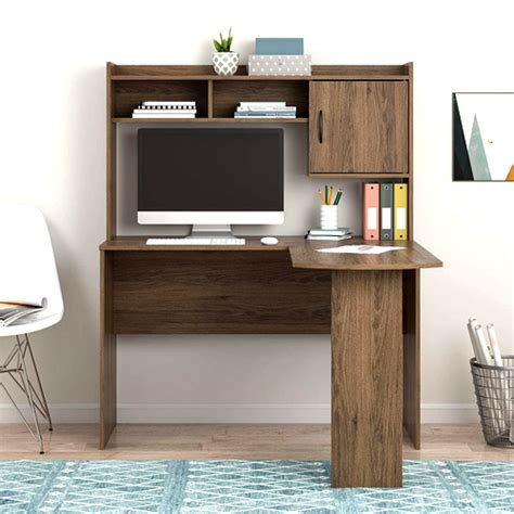 Mainstays L Shaped Desk With Hutch Multiple Colors Rustic Oak Zars Buy