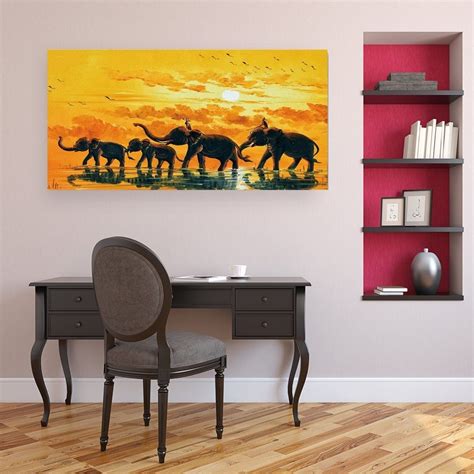 Shop Art Online Elephants Unframed Art Wall Canvas Prints For Home