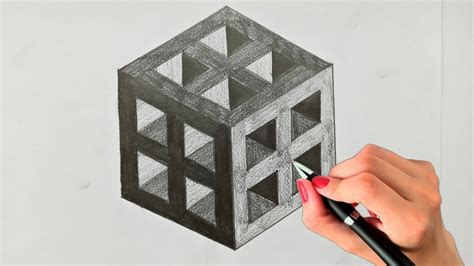 3d Trick Art On Paper Realistic Cube 3d Drawing Cube With Pencil How