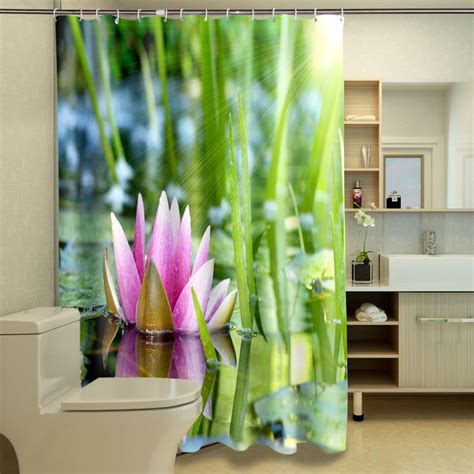 Awesome Attractive Water Lily Image 3d Shower Curtain Red Christmas