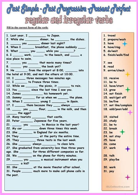 PAST SIMPLE-PAST CONTINUOUS-PRESENT PERFECT worksheet - Free ESL