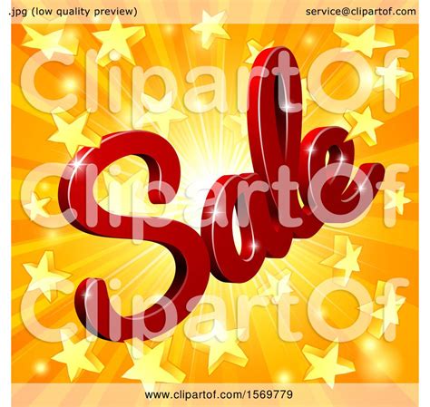 Clipart of a 3d Red Sale Text Design over a Star Burst - Royalty Free ...