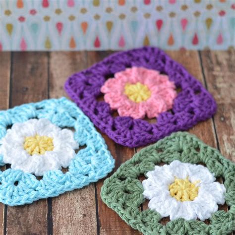Floral Gtranny Square Crochet Pattern Dainty Daisy Granny Square