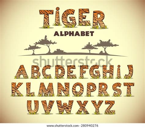 Tiger Alphabet Vector Font Wild Pattern Stock Vector Royalty Free