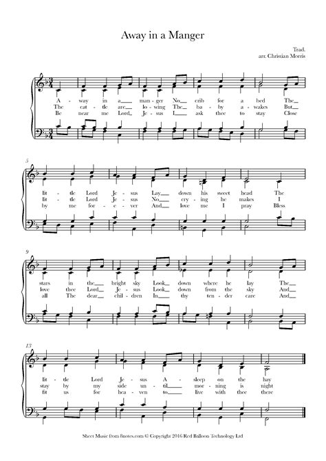 Away In A Manger Sheet Music For Piano