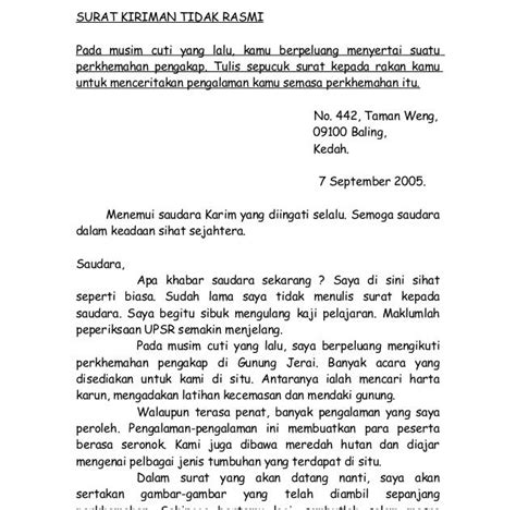 Surat Tidak Rasmi Pengalaman Bercuti New Letter Website Riset