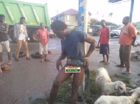 Omg Man Stripped N Ked And Tied To Electric Pole For Stealing Goats Photos