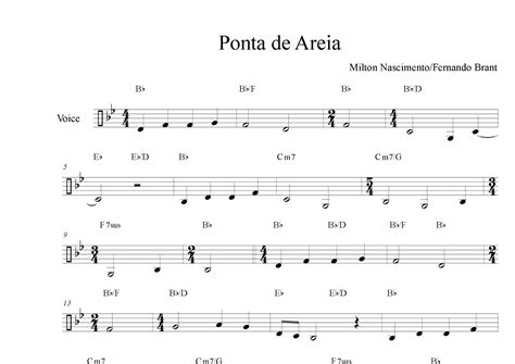 Ponta De Areia Original Sheet Music Milton Nascimento Lead Sheet Fake Book