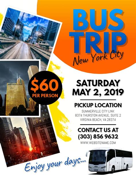 City Bus Trip Flyer Social Media Graphic Design Template Bus Travel