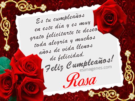 Feliz Cumpleaños Rosa Tarjetas De Cumpleaños Con Nombres