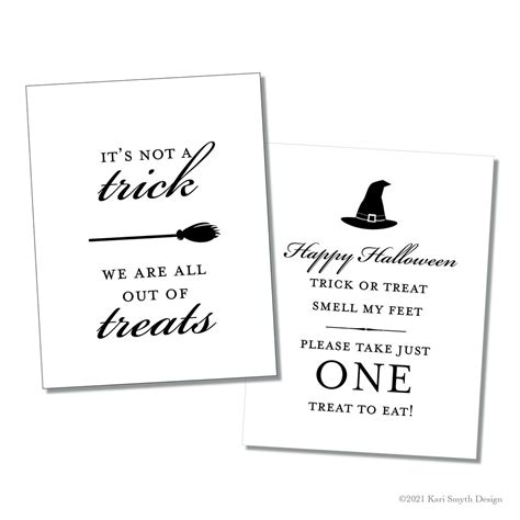 Out Of Candy And Only Take One Piece Of Candy Printable Etsy