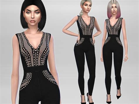 A Chic Black Jumpsuit For Your Sims Found In Tsr Category Sims 4