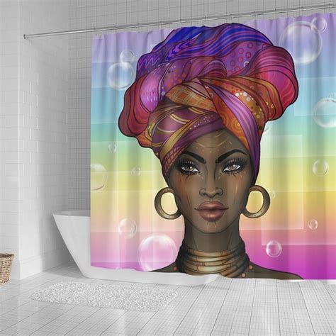 Beautiful African Woman Shower Curtain Afro Girl Houston Wall