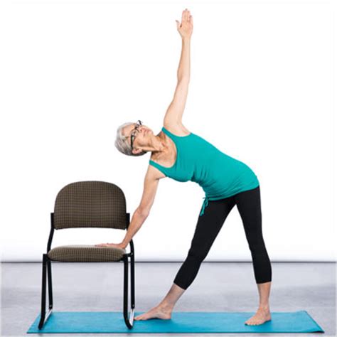 Hold for a few breaths then gently lower the back leg and come back into tadasana. 7 Chair Yoga Poses for Better Balance