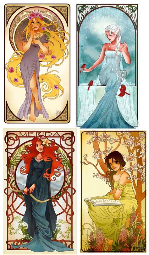 Art Nouveau Disney Princesses By Hannah Alexander Of Never Bird Designs