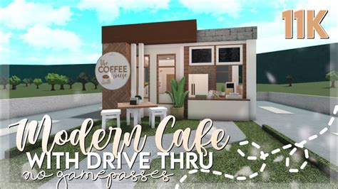 Cheap No Gamepass Cafe With Drive Thru Bloxburg Speedbuild Youtube