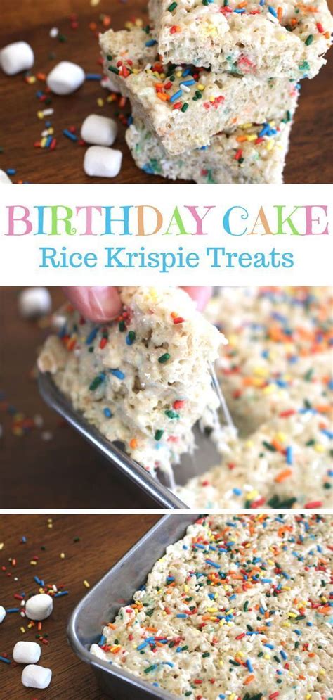 Birthday Cake Rice Krispie Treats Made With Funfetti Cake Mix Ooey