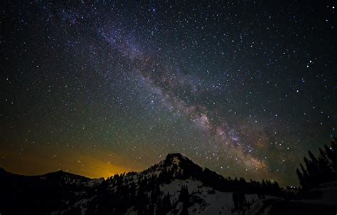 Wallpaper Space Stars Landscape Mountains Night Space The Milky