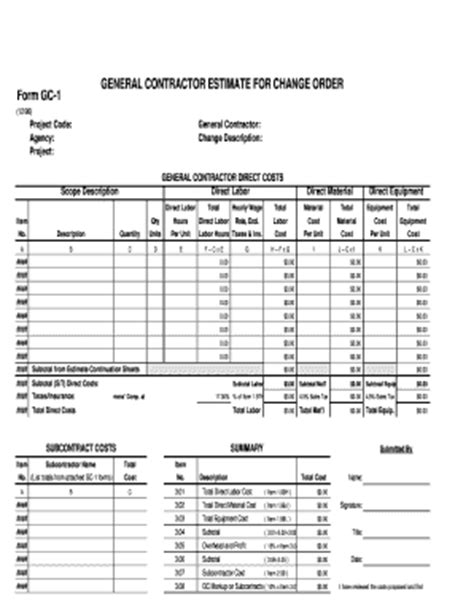 general contractor bid forms fill  printable