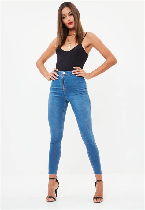 Jean Bleu à Zip Visible Vice Missguided In 2019 Riped Jeans Denim Outfit Jeans