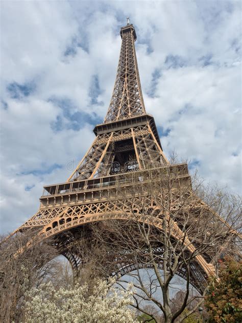 The Eiffel Tower At Spring Paris France Stock Photo Image Of Cloudy