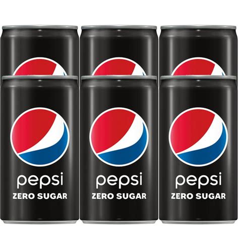 6 Cans Pepsi Zero Sugar Soda Mini Cans 75 Fl Oz