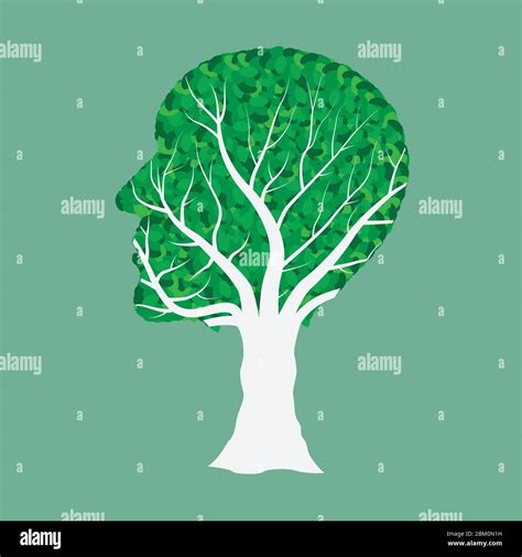 Human Head Tree Vector Illustration Isolated On White Background Stock