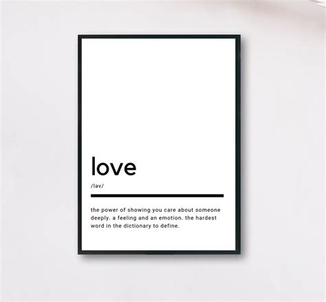 Love Definition Printable Wall Art Love Print Love Poster Etsy Uk