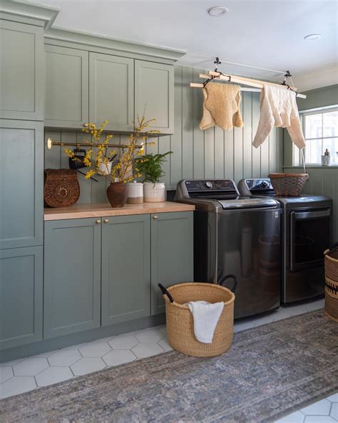 Sherwin Williams Evergreen Fog Paint Color Laundry Room Interiors By