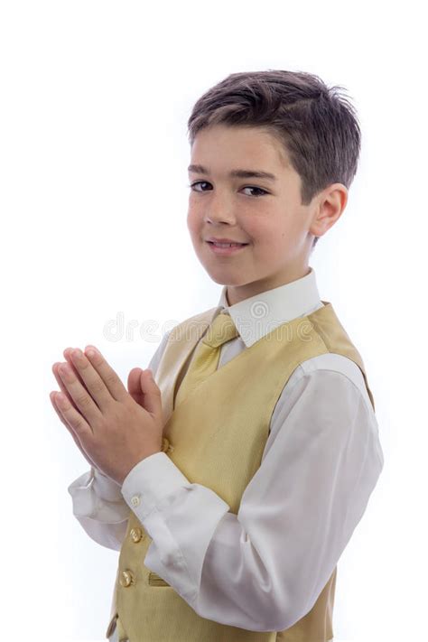 Young Boy Praying In His First Communion Stock Photo Image Of Smile