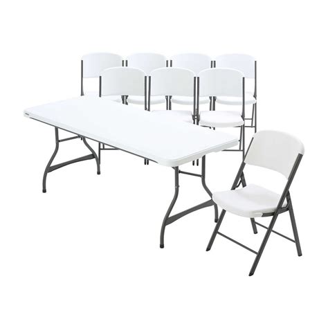 Lifetime 6 Foot Stacking Table And 8 Chairs Combo Commercial