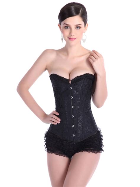 corset women s black white overbust corset hook and eye jacquard 2023 us 23 99