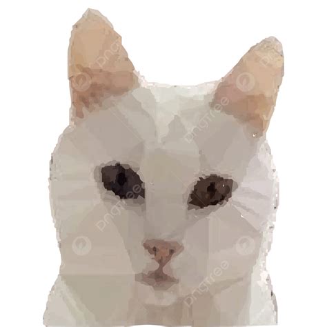 White Cat Polygonal Transparent Background Polygonal Animal 3d Model