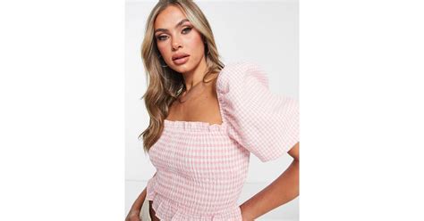 Missguided Milkmaid Top In Pink Lyst Canada
