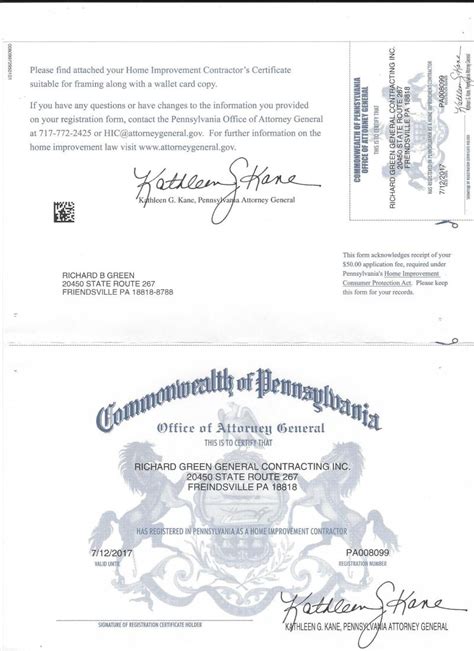 Insurance company of state of pa. Richard Green General Contracting - Pennsylvania State license ,and Insurance Information