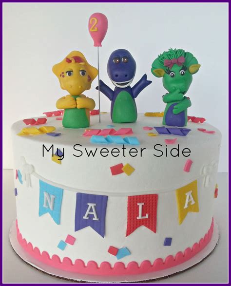Barney And Friends Simple Cake With Fondant Decorations Friends