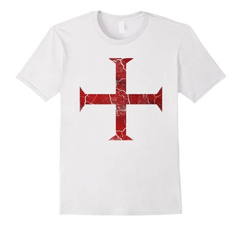 Mens Distressed Knights Templar Cross Crusader T Shirt