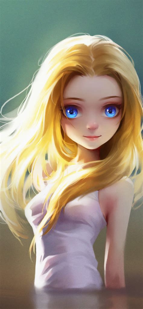 1242x2688 Cute Little Blonde Girl Blue Eyes Digital Art Iphone Xs Max