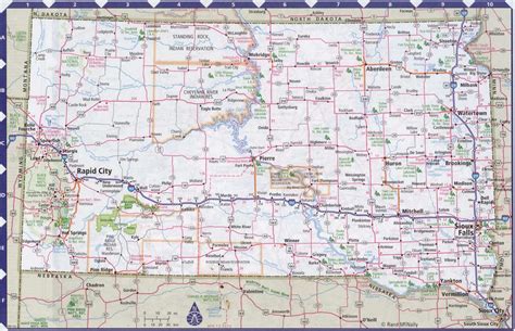 Map Of South Dakota State With Highwaysroadscitiescounties South