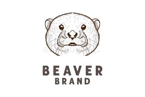 Vintage Retro Hand Drawn Sketch Beaver Otter Head Face Logo Design