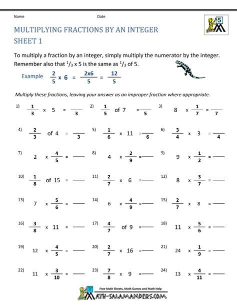 Multiplying Mixed Fractions Worksheets