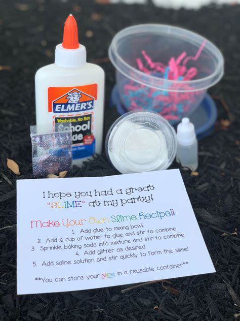 Make Your Own Slime Party Favor With Directions Slime Party Party