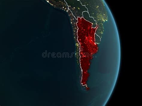 Orbit View Of Argentina At Night Stock Illustration Illustration Of