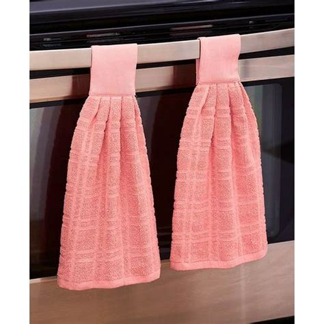 Sets Of 2 Pastel Hanging Kitchen Towels Pink