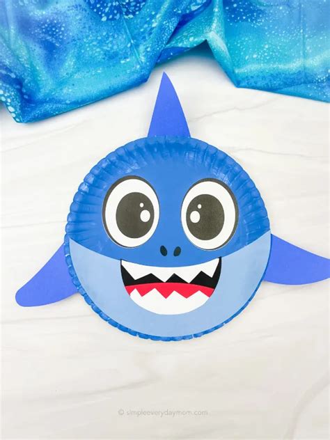 Paper Plate Shark Craft For Kids Free Template