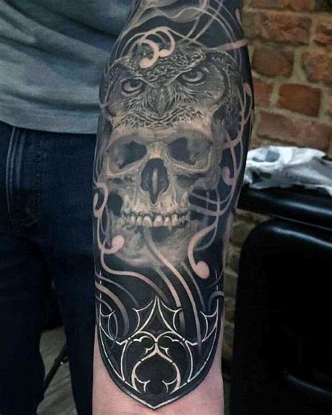 50 Owl Skull Tattoo Designs For Men Cool Ink Ideas