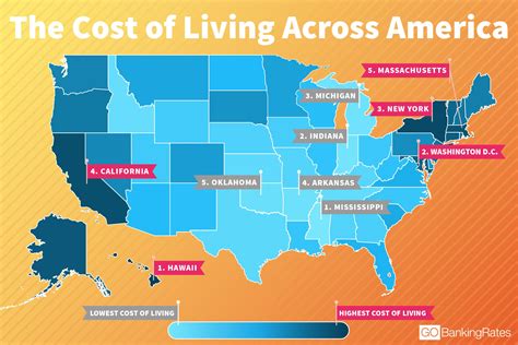 Cost Of Living State Map Colored Map