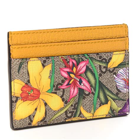 Gucci Gg Supreme Monogram Ophidia Flora Card Case Yellow 569450