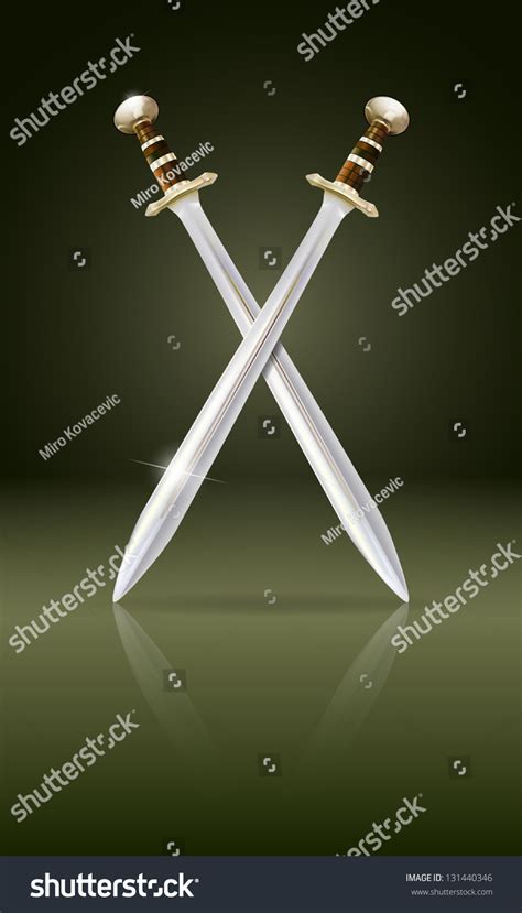 Vector Crossed Swords Reflection Eps10 File Stock Vector 131440346